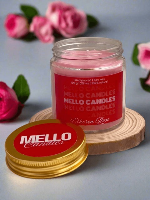 Etherea Rose candle – romantic rose scent in a luxurious hand-poured soy wax jar.