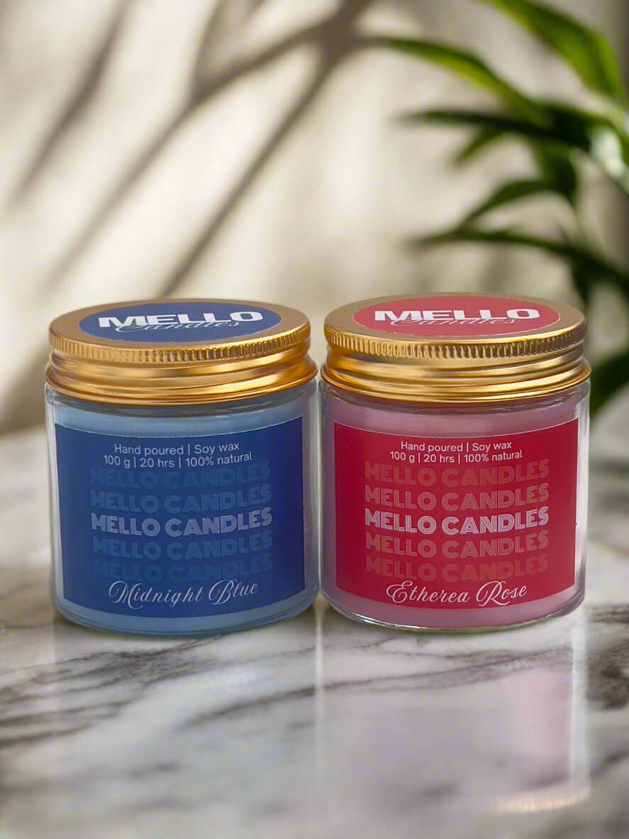 Decorative candle set – Rose candle paired with citrus, fruity, floral and woody scented jar