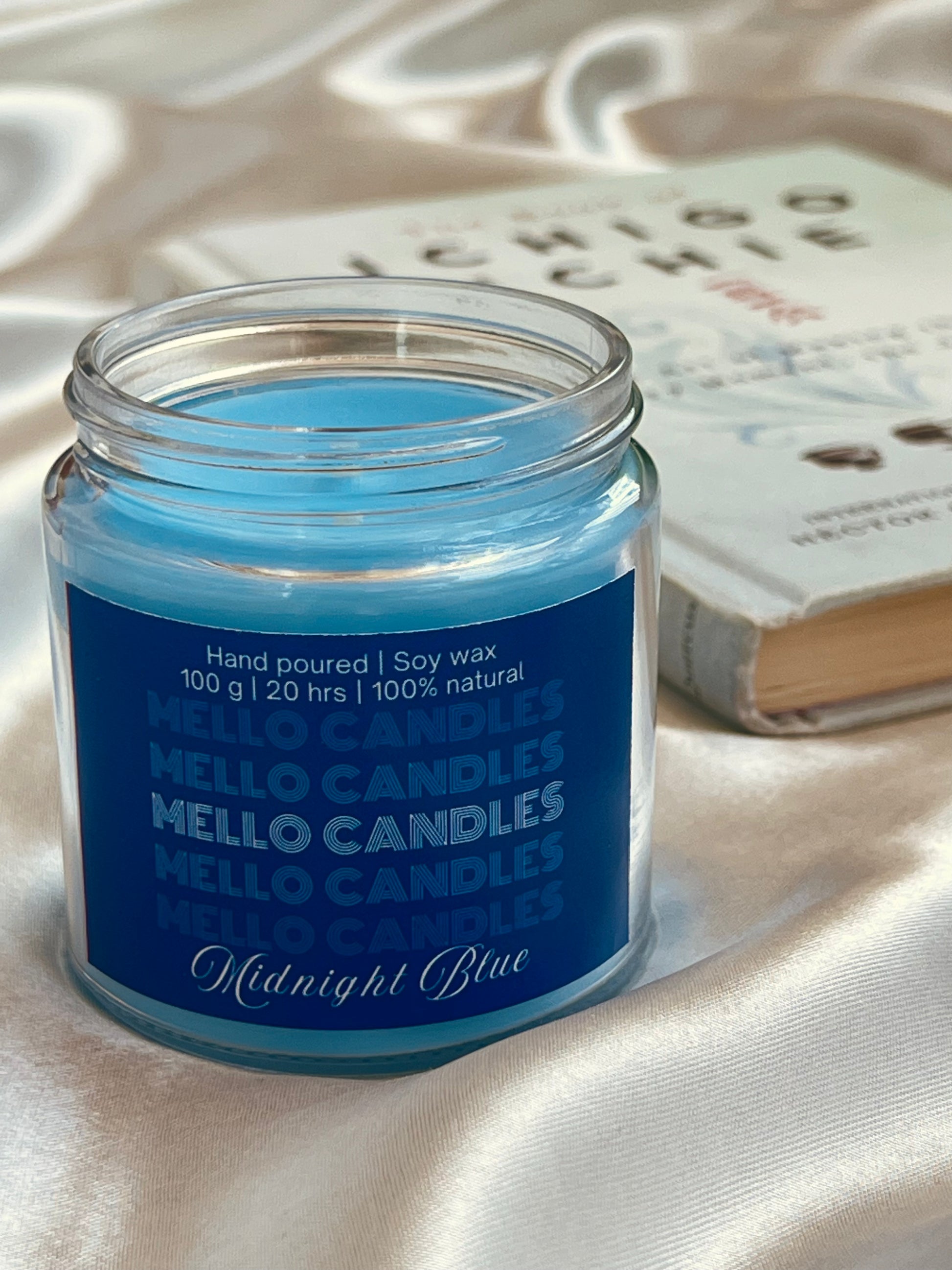 Midnight Blue Citrus Scented Candle - Fruity, Floral, Musky, Woody - Mello Candles