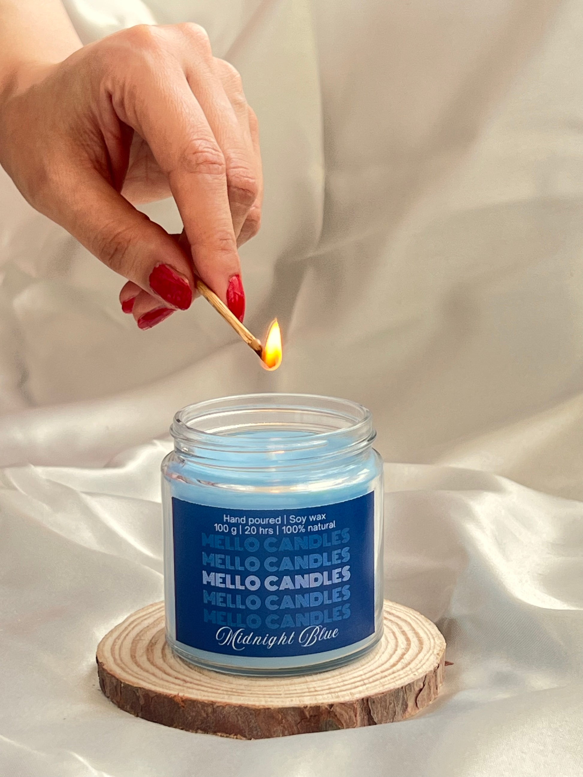 Midnight Blue Citrus Scented Candle - Fruity, Floral, Musky, Woody - Mello Candles